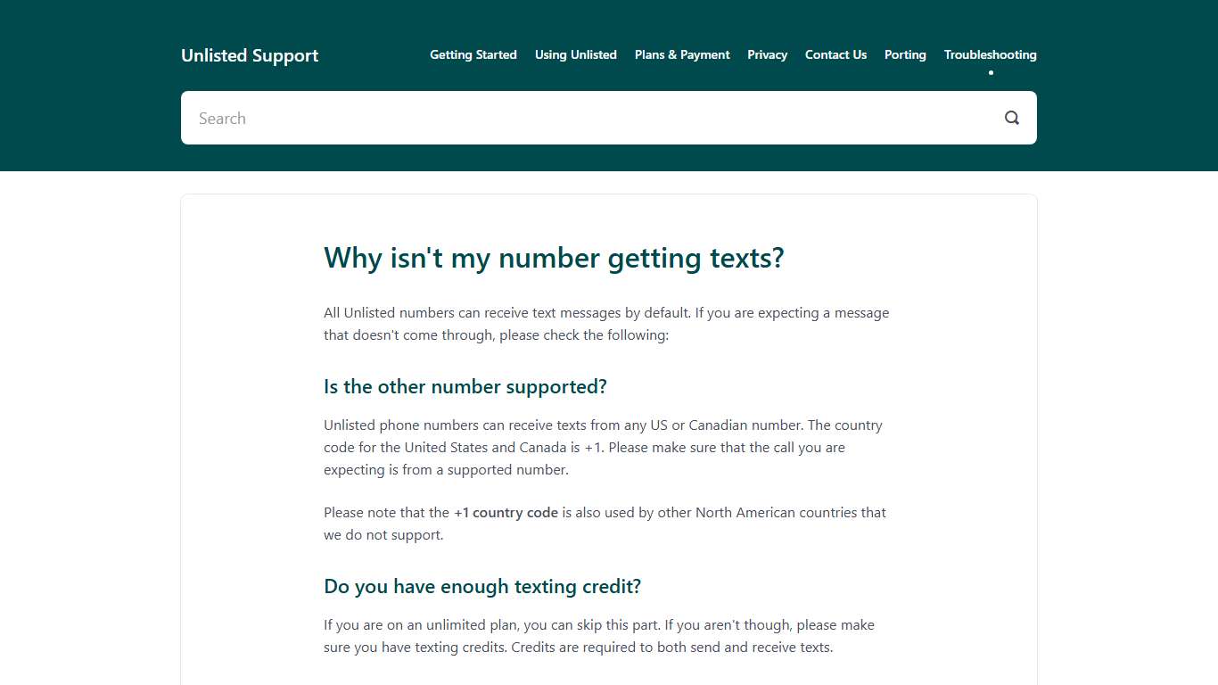 Why isn't my number getting texts? - Unlisted Support