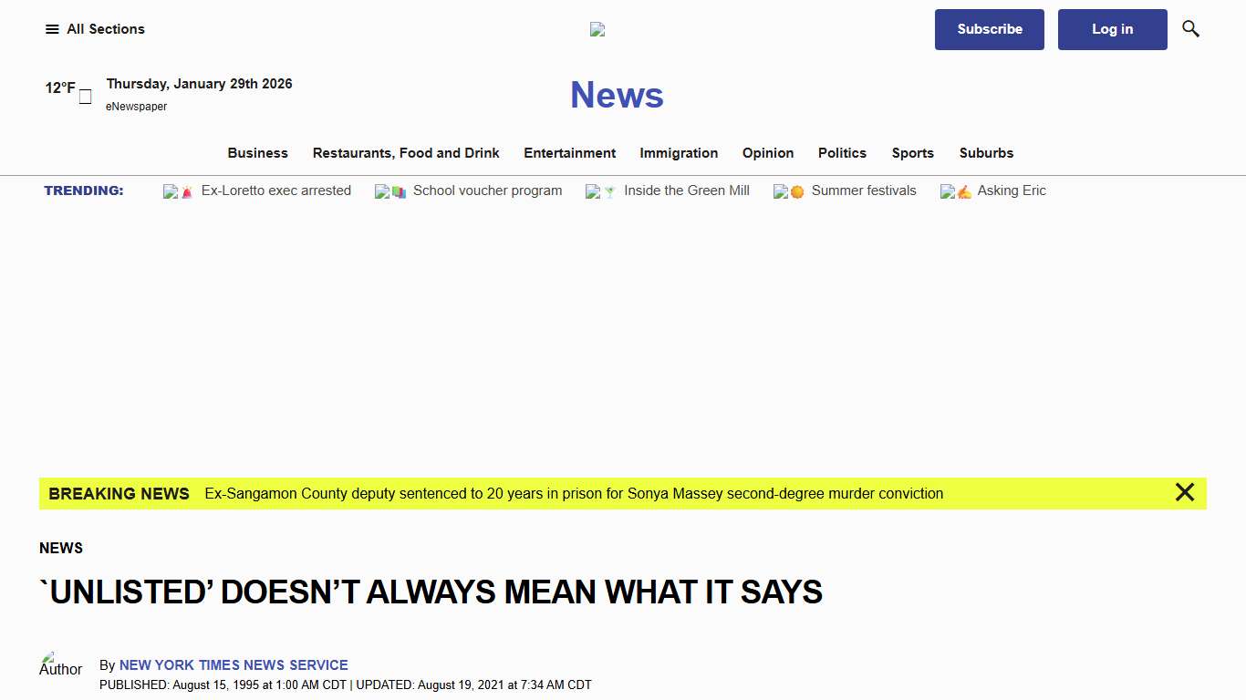 `UNLISTED’ DOESN’T ALWAYS MEAN WHAT IT SAYS – Chicago Tribune